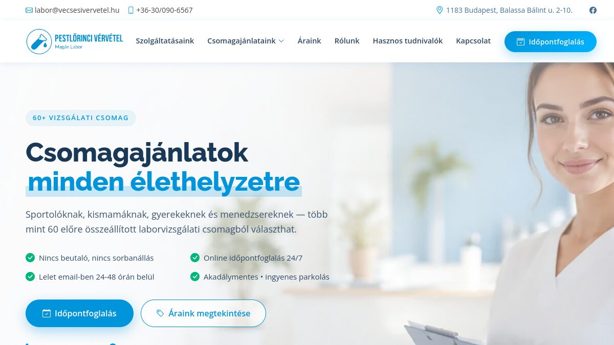 Pestlőrinci Vérvétel — kezdőlap